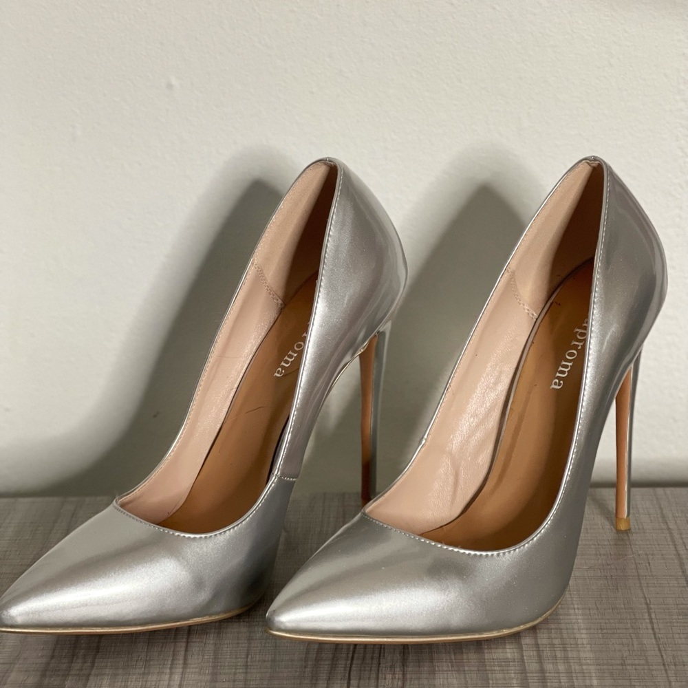 Silver stilettos heels